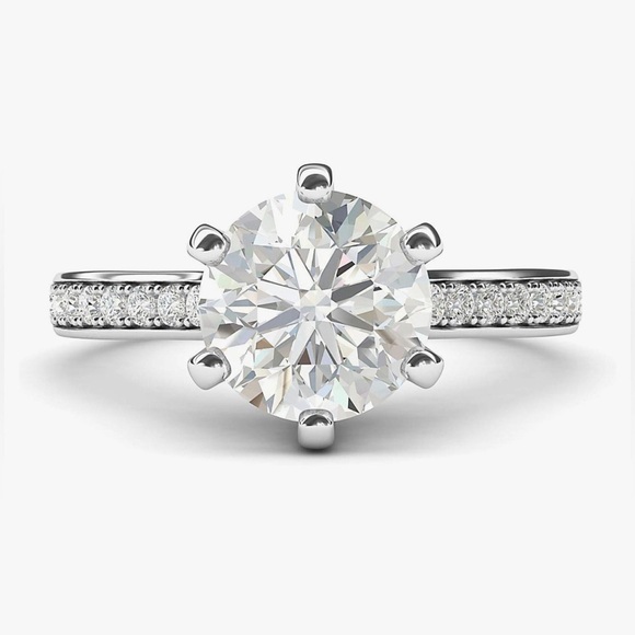 2 Carat Sterling Silver Classic 6-Prong Genuine Moissante Engagement/Bridal Ring - Picture 1 of 7